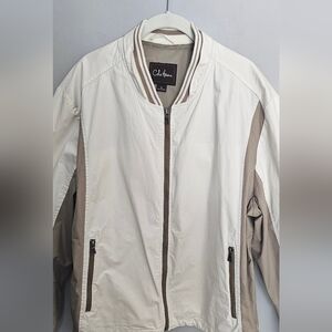 Cole Haan Moto Jacket Men's Size XL Ivory Taupe Mesh Lined Cotton **No Hood